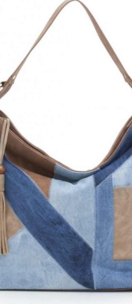 Kensie leather & Jean block hobo bag